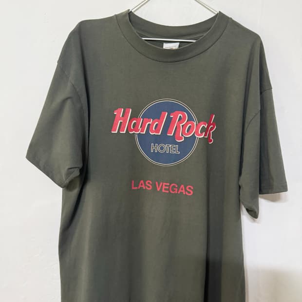 Hard Rock 프린팅 카키 반팔 티셔츠