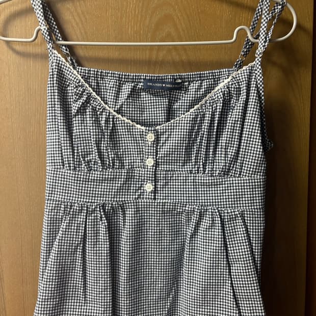 Brandy Melville 체크 슬리브리스 블라우스
