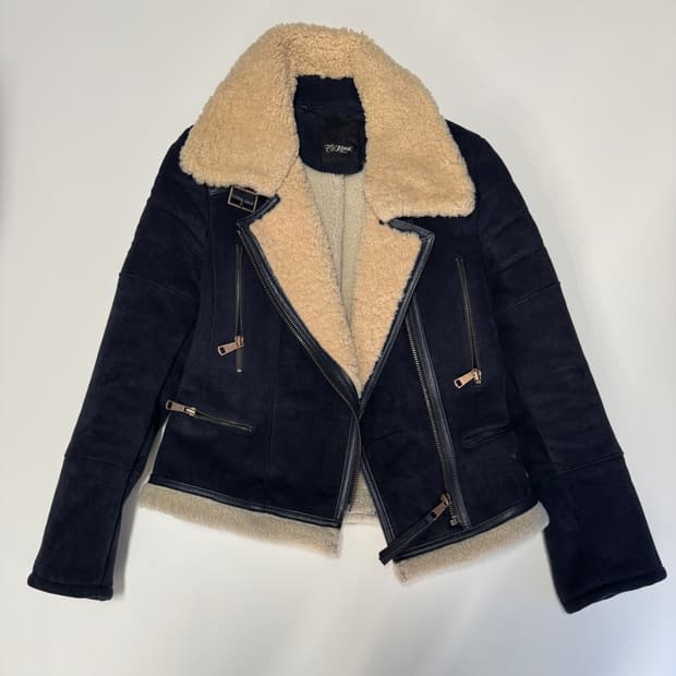 여성 주크 zooc 양털 양가죽 무스탕 자켓 55 네이비