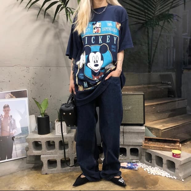 빈티지 디즈니 정품 미키마우스 티