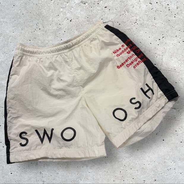 [L] 나이키 더블 스우시 반바지 화이트 블랙 C479