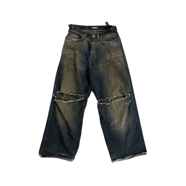 balenciaga destroyed skater denim