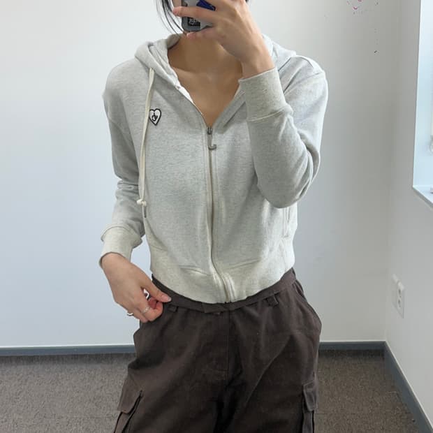 Juicy couture 쥬시꾸뛰르 글리터 라이트 그레이 크롭 후드집업 