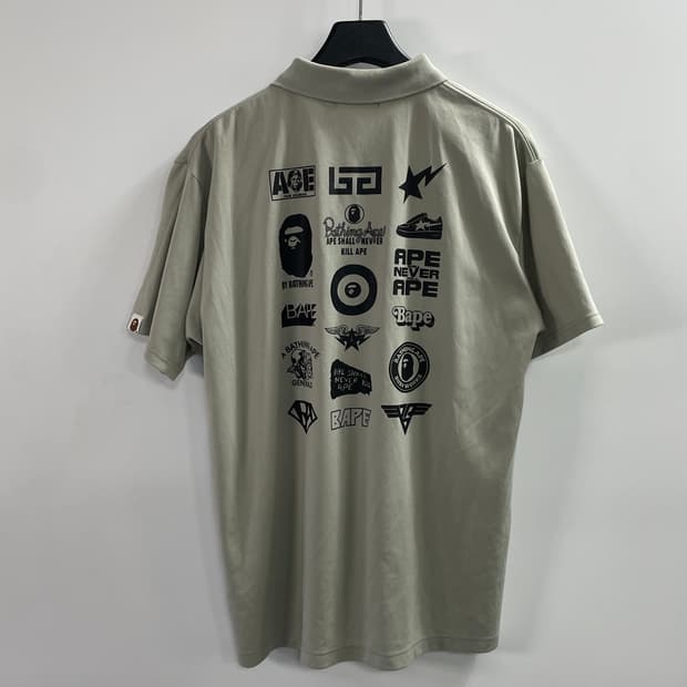 베이프 바이컬러 프린트 매쉬 반팔 카라티 (on.370)