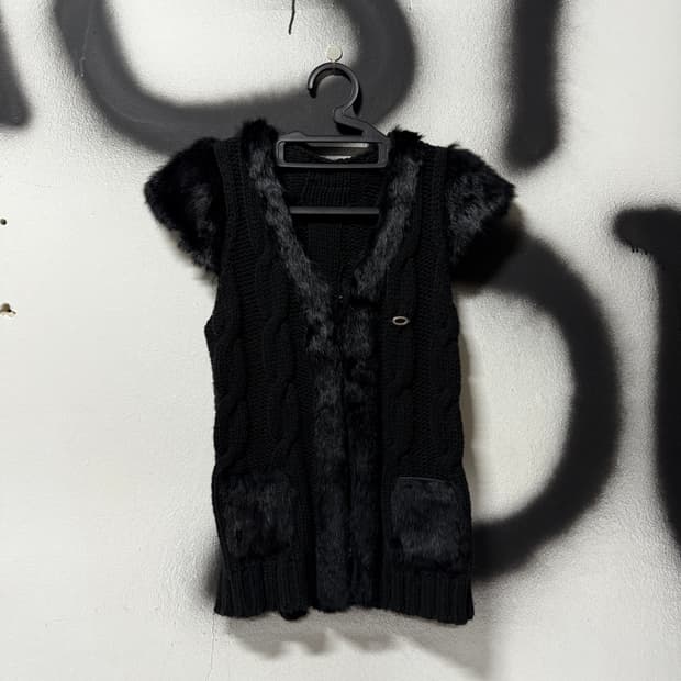 VTG 빈티지 리얼 래빗퍼 트리밍 베스트