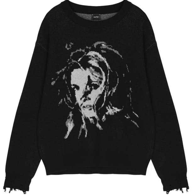 [nache(나체)] 레트로 그런지 니트(black/unisex)