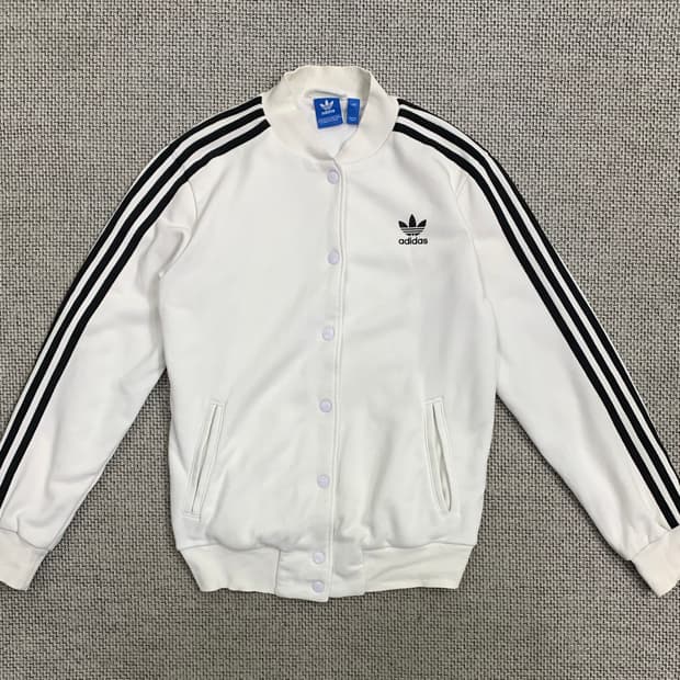 아디다스 삼선 화이트 붐버 자켓 90