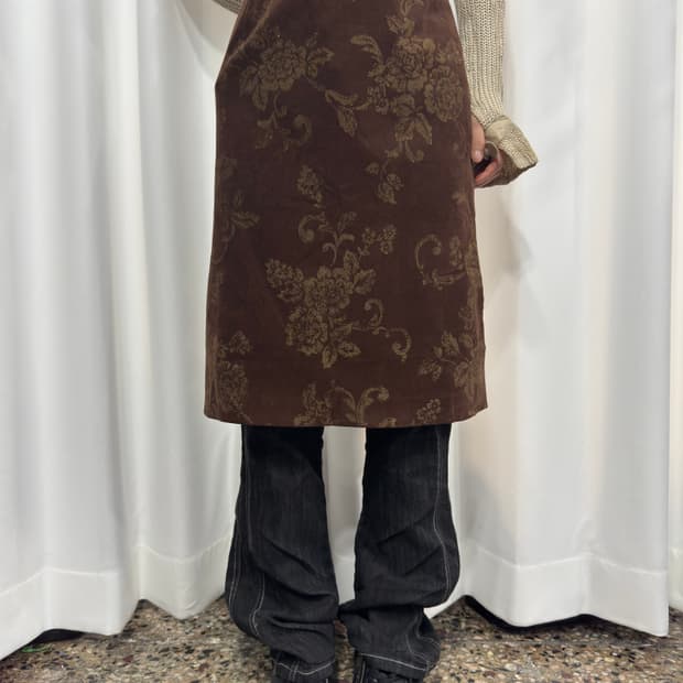 velvet ethnic midi skirt