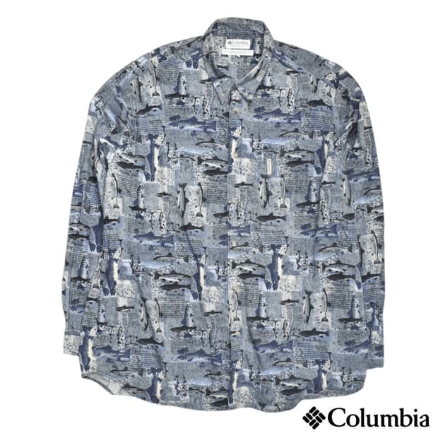 컬럼비아 빈티지 구제 미주판 물고기 도감 빅사이즈 셔츠 남방 3XL