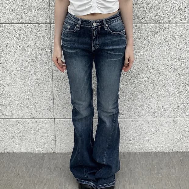 [새상품] 시너진 브러쉬 캣 워싱 데님팬츠 블루