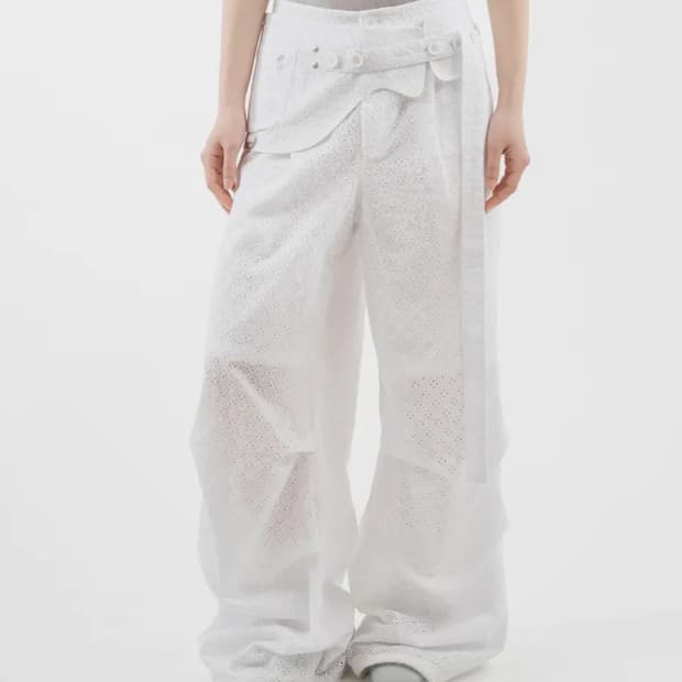 뚜오미오 EYELET BELT BAG PANTS [white]