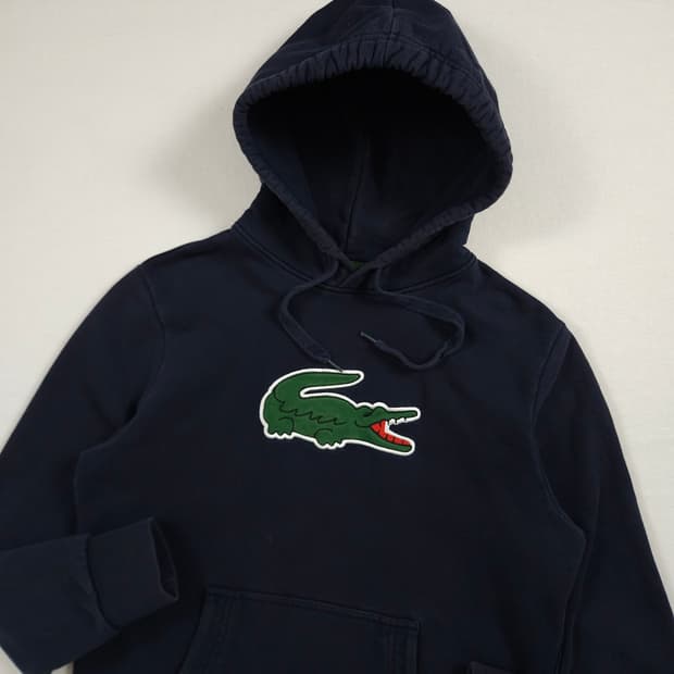 M(95) 라코스테 빅로고 후드티 네이비