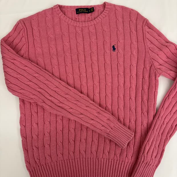 [L] 폴로 랄프로렌 핑크 케이블 니트