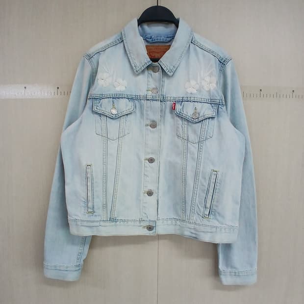 리바이스 플라워 자수 데님 청자켓 XL