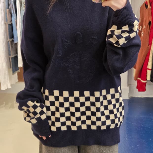 Versace 지아니 베르사체 메두사 체커보드 니트