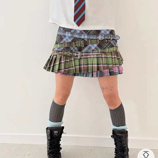 Lapaki paka 체크 플리츠 스커트