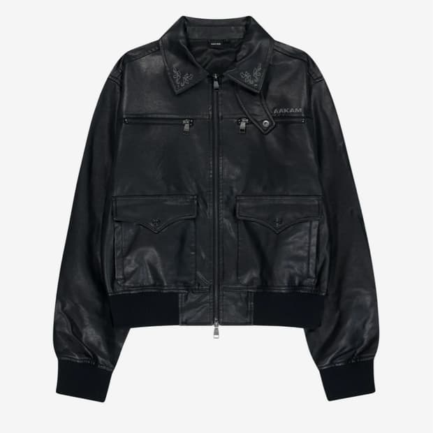 아캄 Western Collar Leather Jacket (Black)