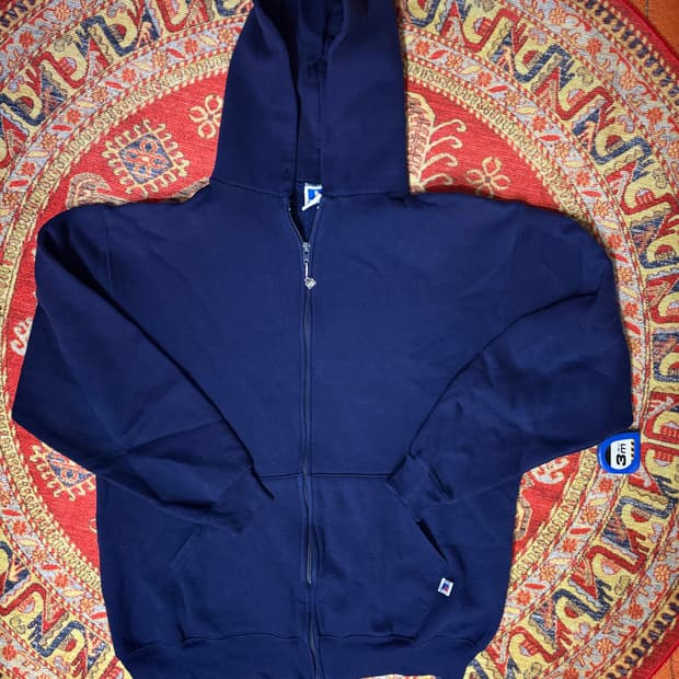 90s 미제 러셀 빈티지 후드 집업 네이비