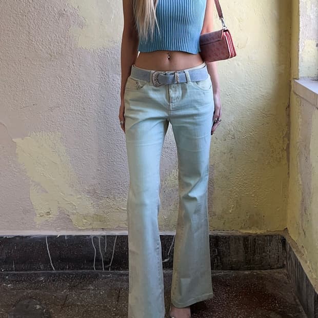 Skyblue gold glitter pants