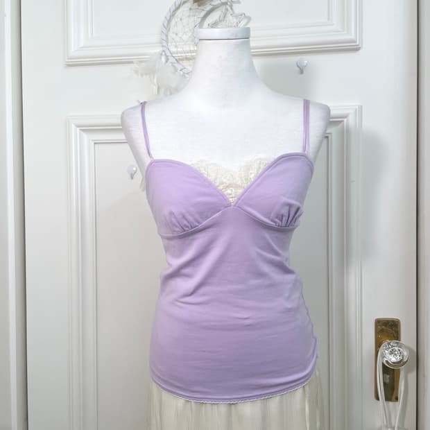 lavender lace trim fairy sleeveless top(