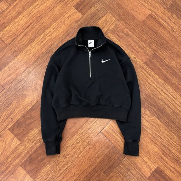 여성용 S 나이키 크롭 반집업 맨투맨 