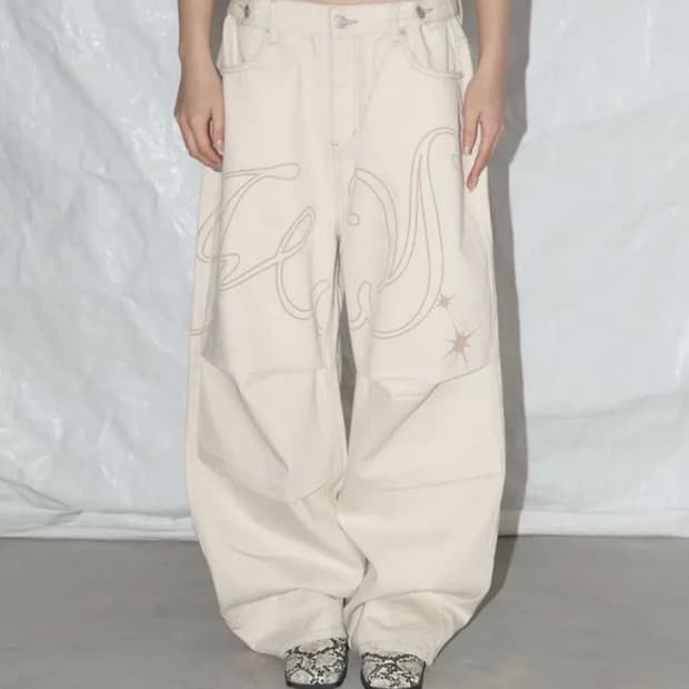 팬시클럽 엔젤 빈티지 워싱 핀턱팬츠  