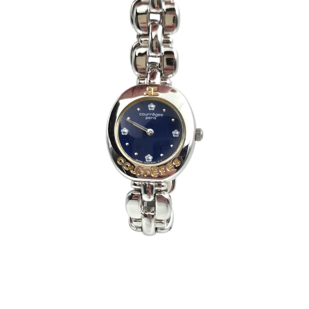 90s 꾸레쥬 스페이스 에이지 블루 꽃잎 시계