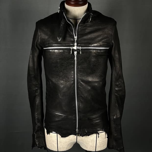14th addiction cross zip leather jacket