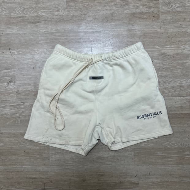 피어오브갓 에센셜 기모 트레이닝 하프 스웻팬츠 반바지 [아이보리] S