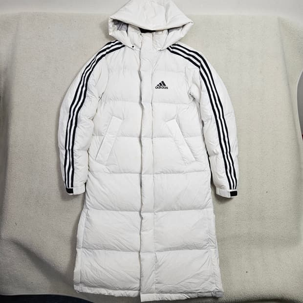 아디다스 삼선 롱패딩 S 화이트