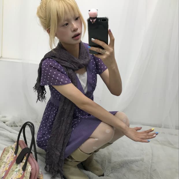 𝜗𝜚 퍼플 도트 러블리 코디set 𝜗𝜚 