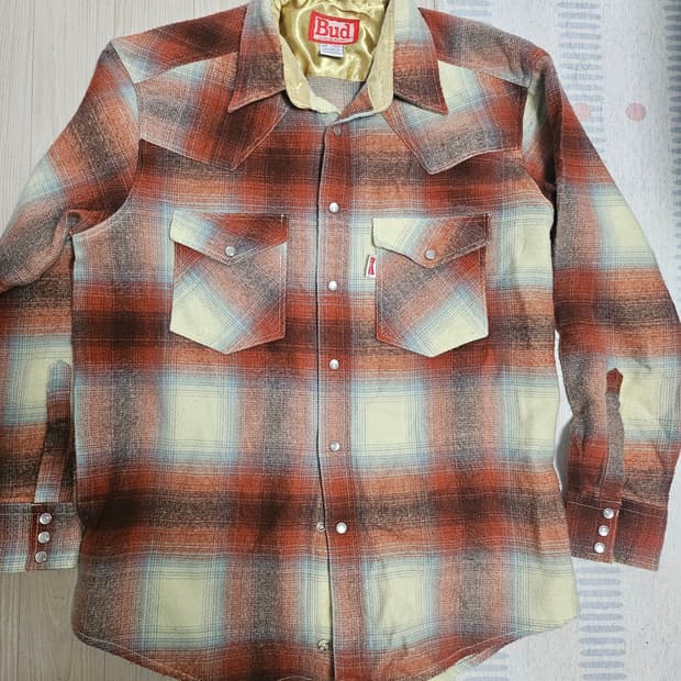 90년대 버드와이저 웨스턴 체크 셔츠