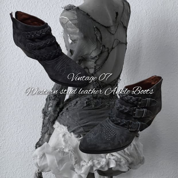 Vintage 07 Western stud leather Ankle