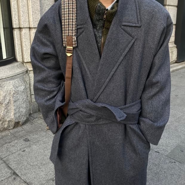 마리아노 헤링본 코트 m