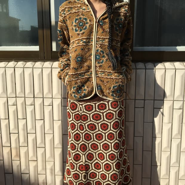 Ethnic mood fleece hood zip up