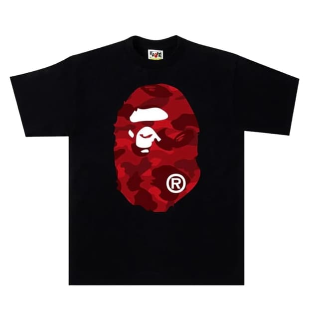 베이프 카모 빅 에이프 헤드 티셔츠 / 블랙 레드