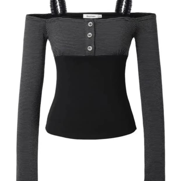 쓰리타임즈 pipi 스트라이프 블랙 M