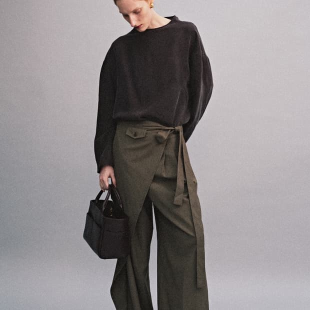 에토스 스크랩 플레어 와이드 팬츠 L