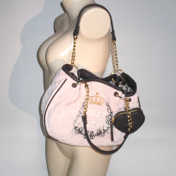 쥬시 꾸뛰르 베이비핑크 퀼팅 킹덤 숄더백 + 코인 월렛