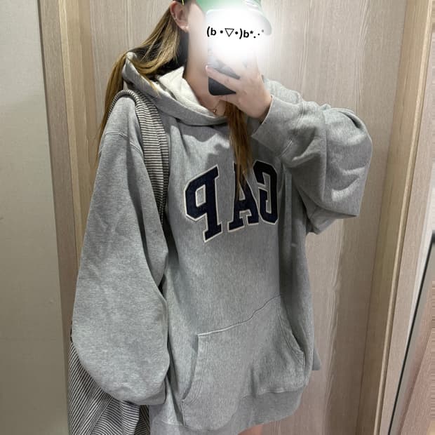 갭 오버핏 그레이 후드