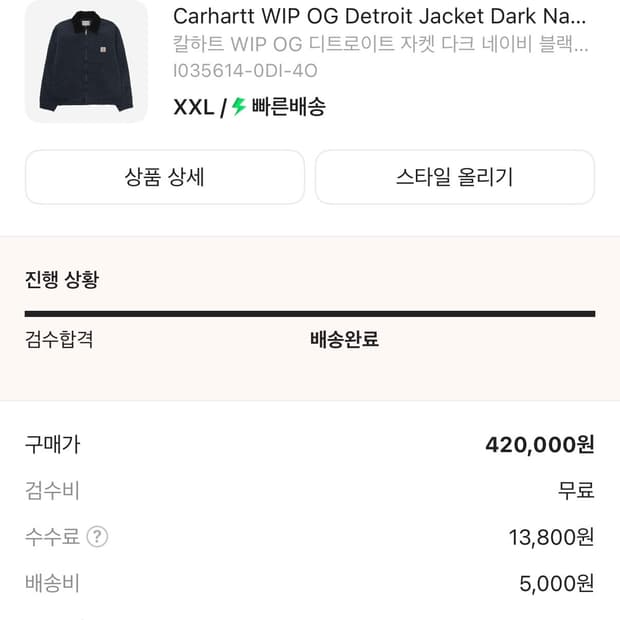 칼하트윕 디트로이트 자켓 다크네이비 xxl
