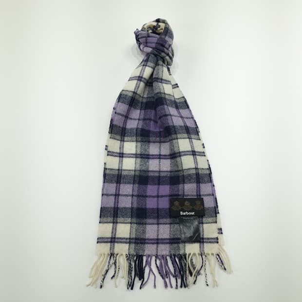 MX237 바버 퍼플 타탄체크 램스울 목도리 머플러