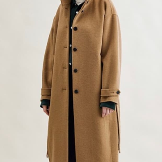 스튜디오톰보이 여성 오버핏 하이넥 울 롱 코트 _ 베이지