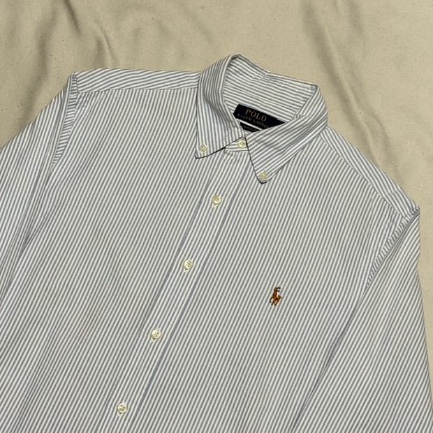 M 폴로랄프로렌 클래식핏 블루 스트라이프 셔츠