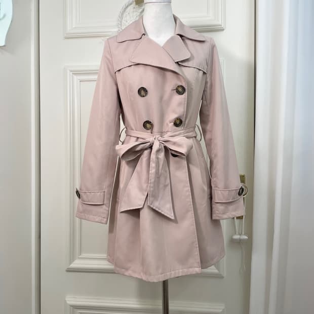 pink lovley spring trench midi coat