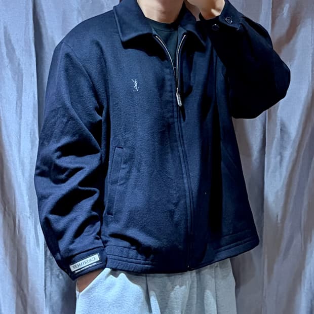 XL YSL 입생로랑 Cashmere 심볼로고 딥네이비 블루종