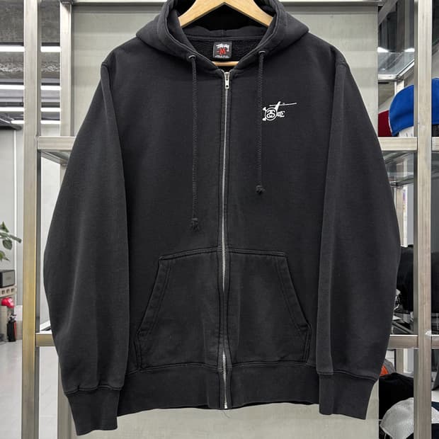 스투시 X 카파 시그마 00s  크라운 스웻 후드집업 블랙 