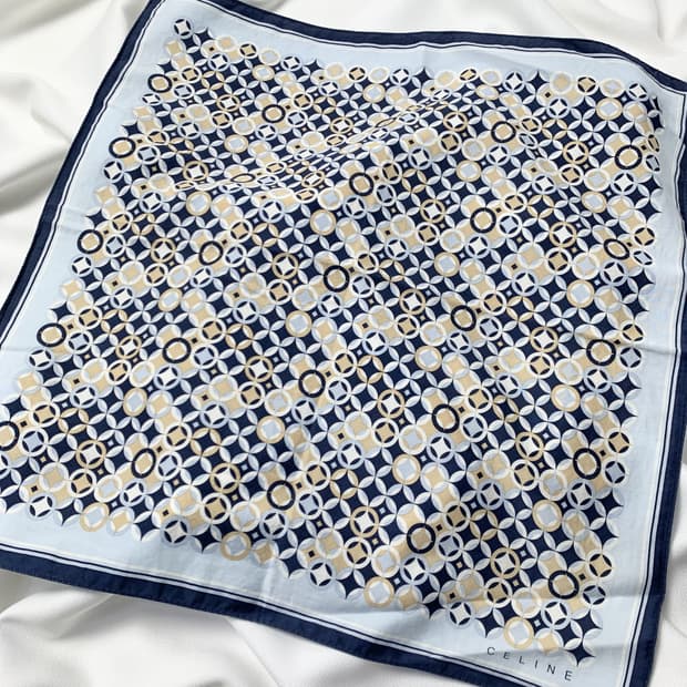 [정품] Celine 셀린느 기하학패턴 빈티지 쁘띠스카프 손수건