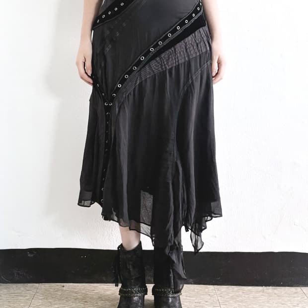 obzee vkei asymmetric 아일렛 고딕 스커트