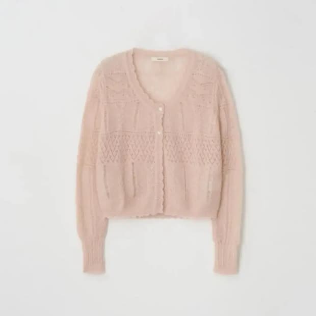 윤슬샵 쥴리 알파카 가디건+나시 세트 (핑크베이지)